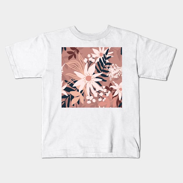 Botanical Floral Seamless pattern 3 Kids T-Shirt by redwitchart